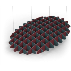Acoustic Ceiling Sound Trap - 1200mm x 1800mm Oval - Peacock Green | Maroon