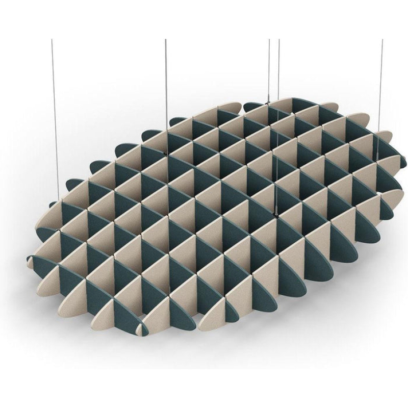 Acoustic Ceiling Sound Trap - 1200mm x 1800mm Oval - Peacock Green | Natural