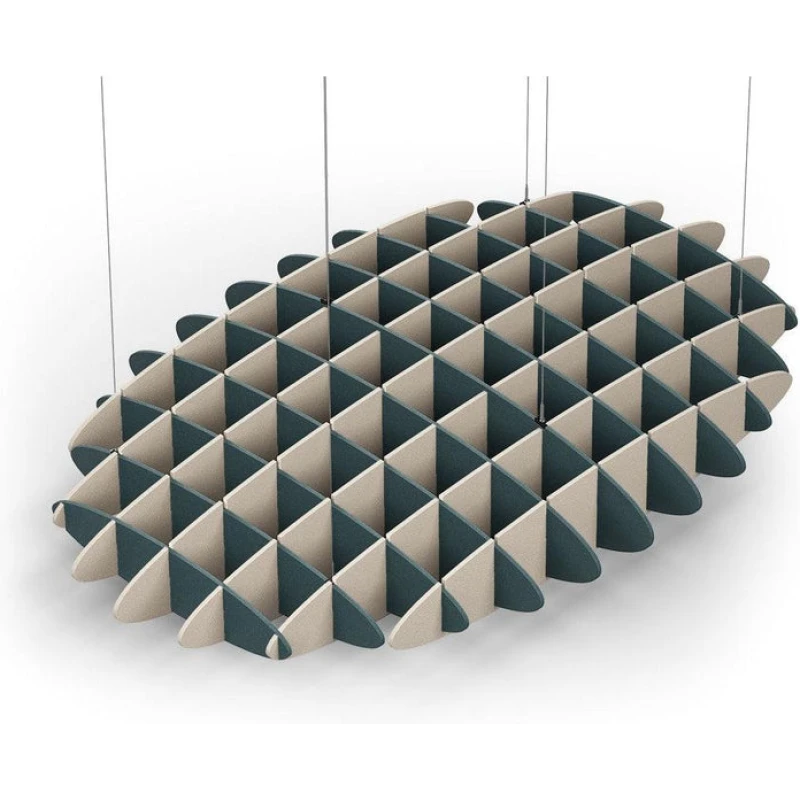 Acoustic Ceiling Sound Trap - 1200mm x 1800mm Oval - Peacock Green | Natural