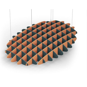Acoustic Ceiling Sound Trap - 1200mm x 1800mm Oval - Peacock Green | Orange