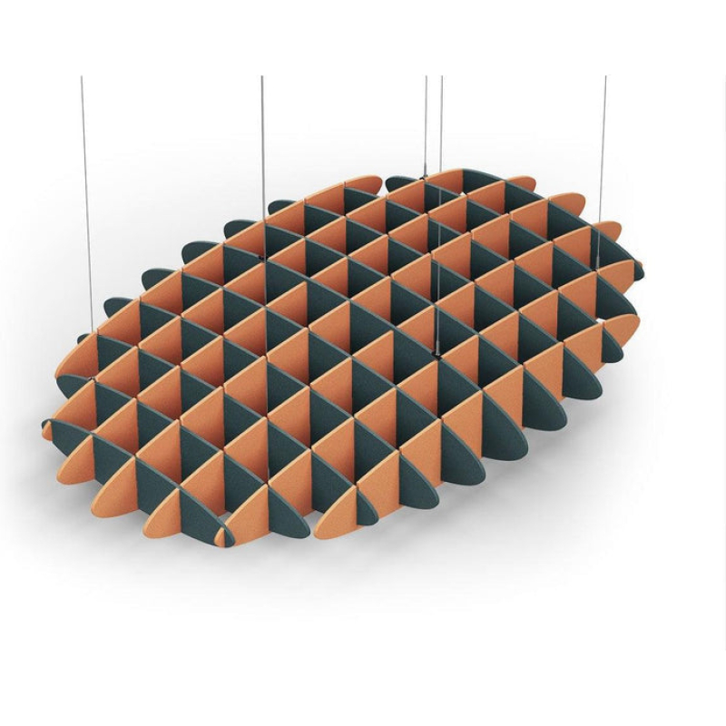 Acoustic Ceiling Sound Trap - 1200mm x 1800mm Oval - Peacock Green | Orange