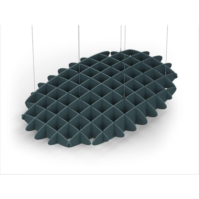 Acoustic Ceiling Sound Trap - 1200mm x 1800mm Oval - Peacock Green