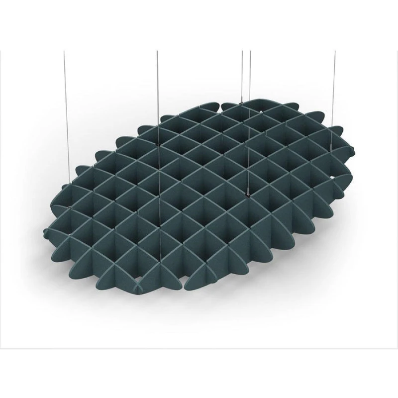 Acoustic Ceiling Sound Trap - 1200mm x 1800mm Oval - Peacock Green