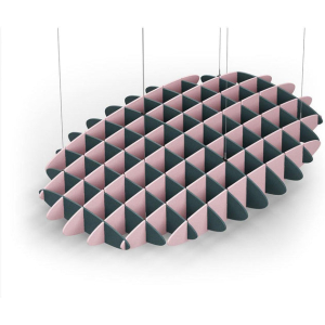 Acoustic Ceiling Sound Trap - 1200mm x 1800mm Oval - Peacock Green | Pink
