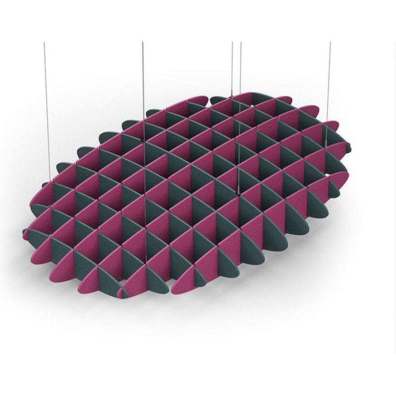 Acoustic Ceiling Sound Trap - 1200mm x 1800mm Oval - Peacock Green | Royal Pink