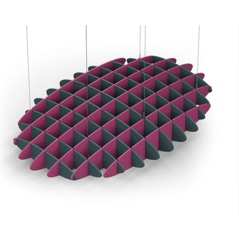 Acoustic Ceiling Sound Trap - 1200mm x 1800mm Oval - Peacock Green | Royal Pink