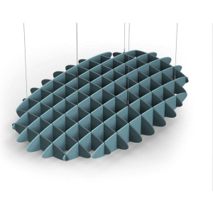 Acoustic Ceiling Sound Trap - 1200mm x 1800mm Oval - Peacock Green | Sky Blue