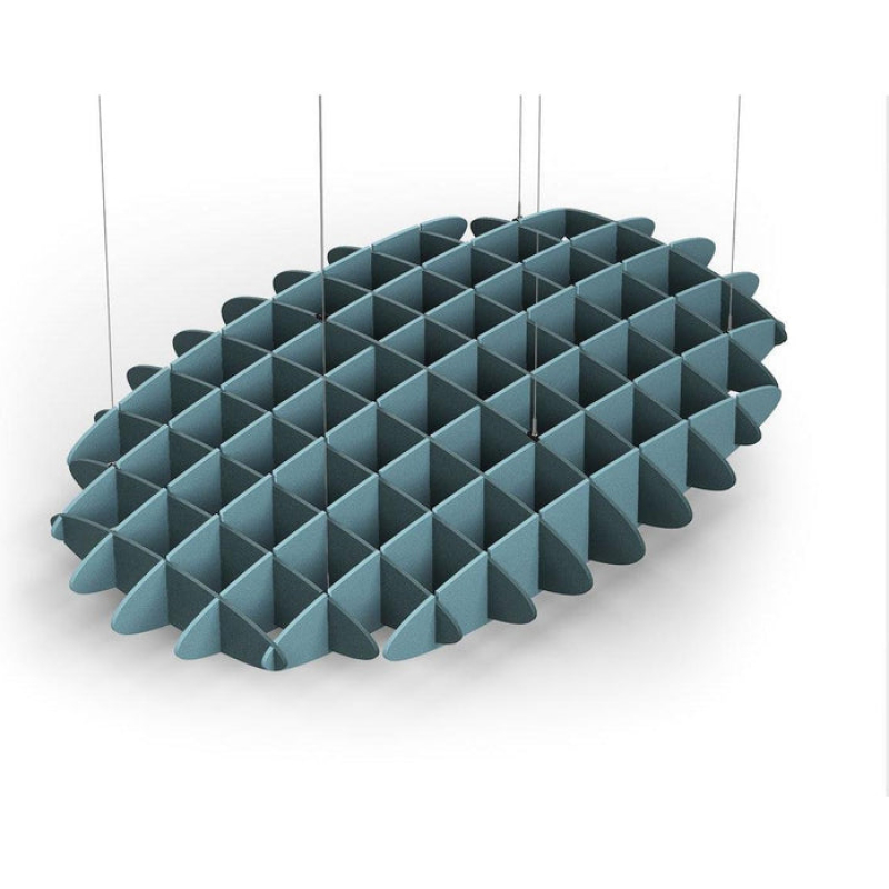 Acoustic Ceiling Sound Trap - 1200mm x 1800mm Oval - Peacock Green | Sky Blue