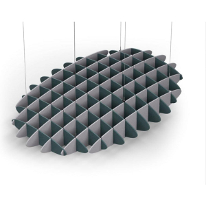 Acoustic Ceiling Sound Trap - 1200mm x 1800mm Oval - Peacock Green | Slate Grey