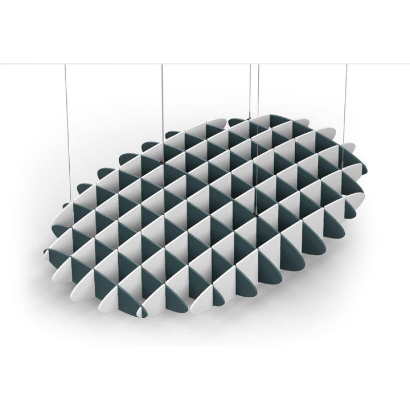 Acoustic Ceiling Sound Trap - 1200mm x 1800mm Oval - Peacock Green | White