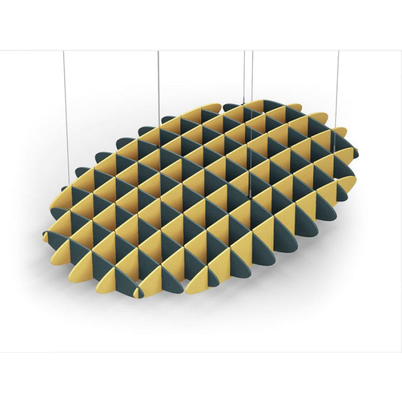 Acoustic Ceiling Sound Trap - 1200mm x 1800mm Oval - Peacock Green | Yellow