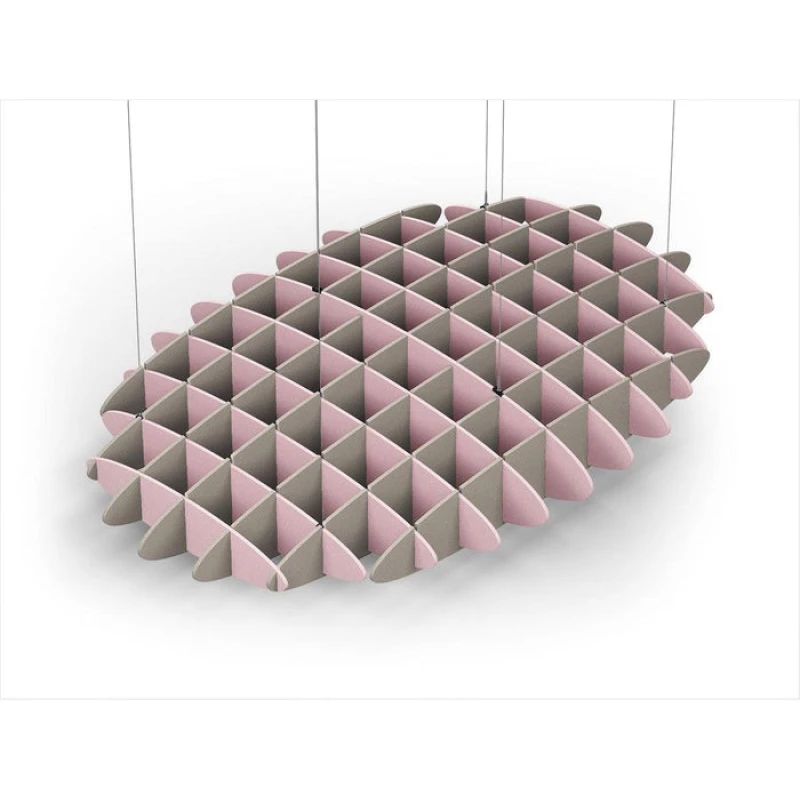 Acoustic Ceiling Sound Trap - 1200mm x 1800mm Oval - Pink | Dark Beige