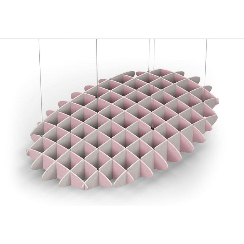 Acoustic Ceiling Sound Trap - 1200mm x 1800mm Oval - Pink | Light Beige
