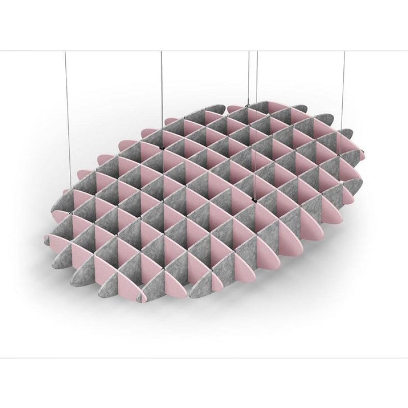 Acoustic Ceiling Sound Trap - 1200mm x 1800mm Oval - Pink | Marble Grey