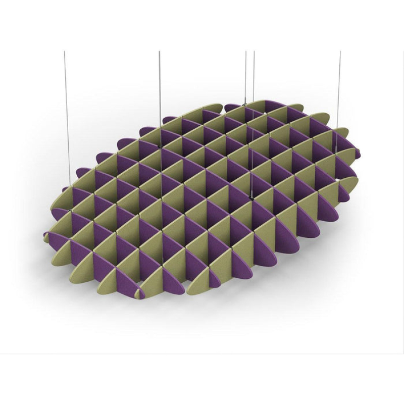Acoustic Ceiling Sound Trap - 1200mm x 1800mm Oval - Purple | Banana Green