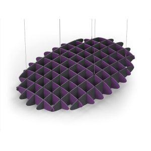 Acoustic Ceiling Sound Trap - 1200mm x 1800mm Oval - Purple | Charcoal Grey