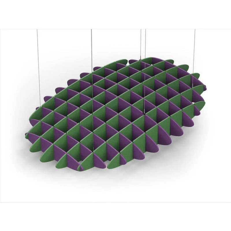 Acoustic Ceiling Sound Trap - 1200mm x 1800mm Oval - Purple | Green
