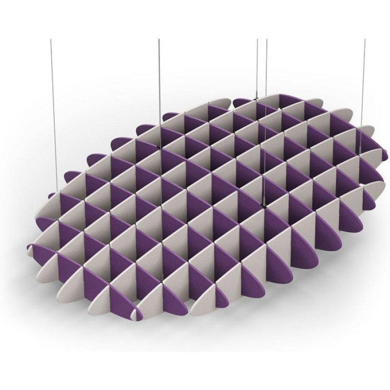 Acoustic Ceiling Sound Trap - 1200mm x 1800mm Oval - Purple | Light Beige