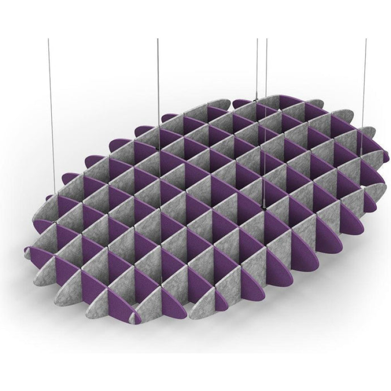 Acoustic Ceiling Sound Trap - 1200mm x 1800mm Oval - Purple | Marble Grey