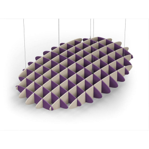Acoustic Ceiling Sound Trap - 1200mm x 1800mm Oval - Purple | Natural