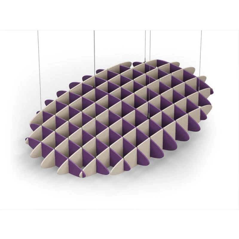 Acoustic Ceiling Sound Trap - 1200mm x 1800mm Oval - Purple | Natural