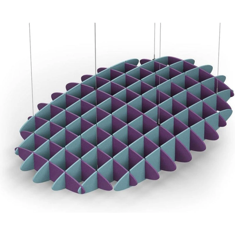 Acoustic Ceiling Sound Trap - 1200mm x 1800mm Oval - Purple | Sky Blue