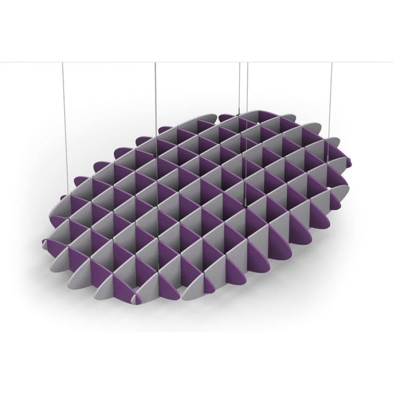 Acoustic Ceiling Sound Trap - 1200mm x 1800mm Oval - Purple | Slate Grey
