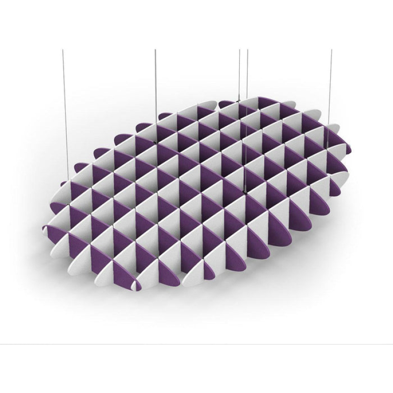 Acoustic Ceiling Sound Trap - 1200mm x 1800mm Oval - Purple | White
