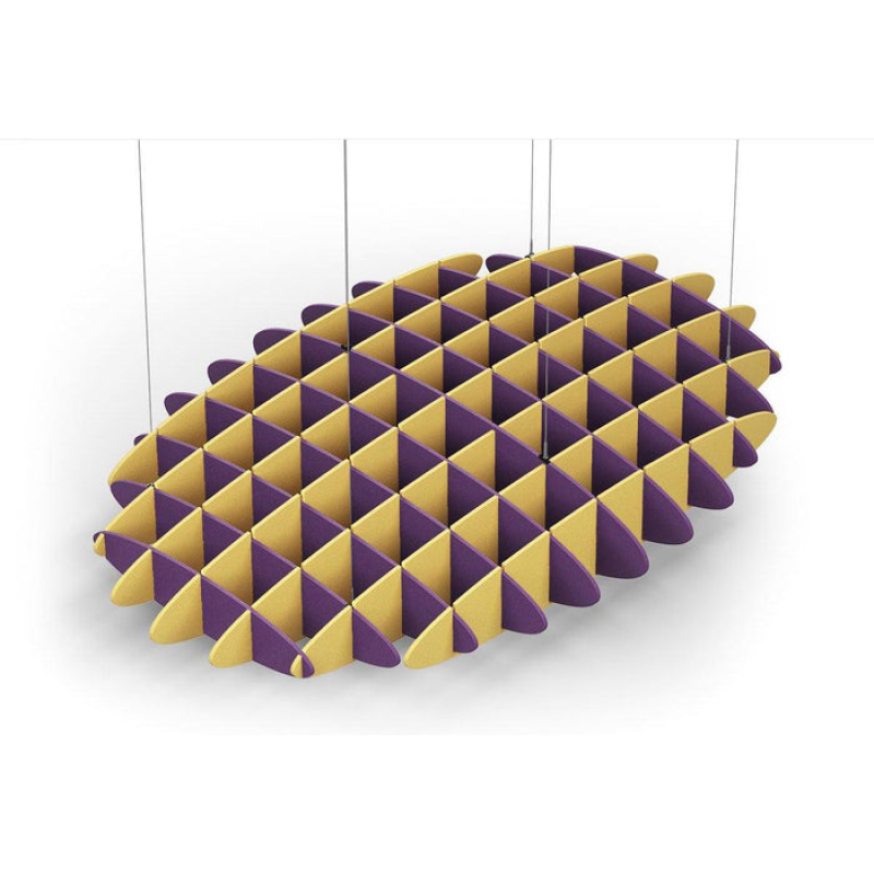 Acoustic Ceiling Sound Trap - 1200mm x 1800mm Oval - Purple | Yellow