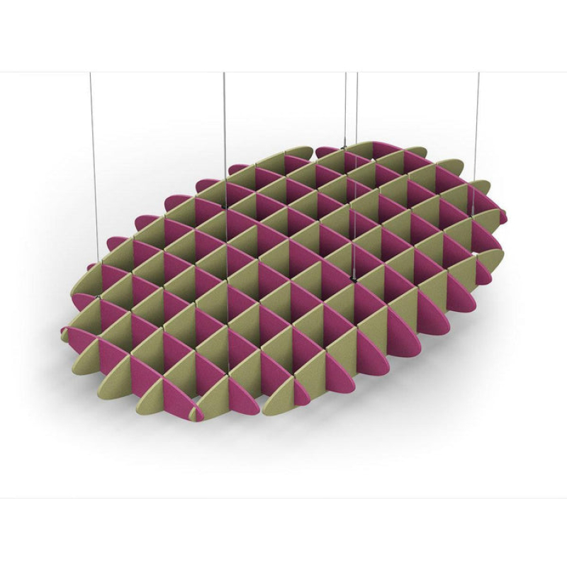 Acoustic Ceiling Sound Trap - 1200mm x 1800mm Oval - Royal Pink | Banana Green