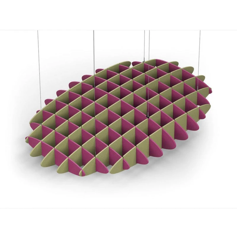 Acoustic Ceiling Sound Trap - 1200mm x 1800mm Oval - Royal Pink | Banana Green