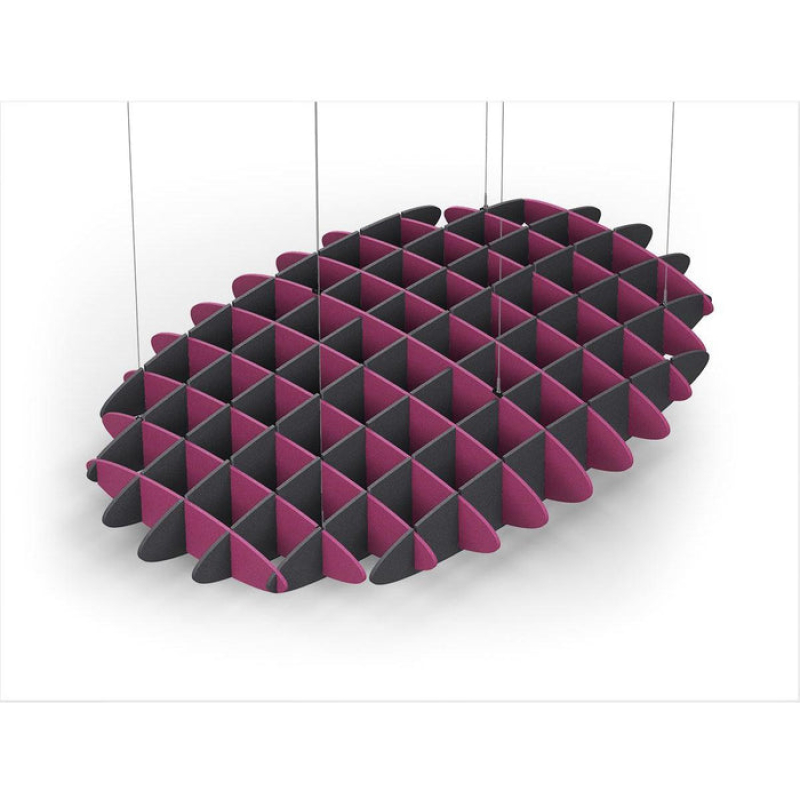 Acoustic Ceiling Sound Trap - 1200mm x 1800mm Oval - Royal Pink | Charcoal Grey