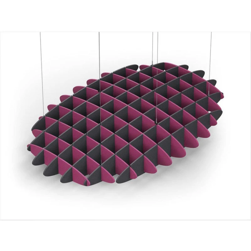 Acoustic Ceiling Sound Trap - 1200mm x 1800mm Oval - Royal Pink | Charcoal Grey