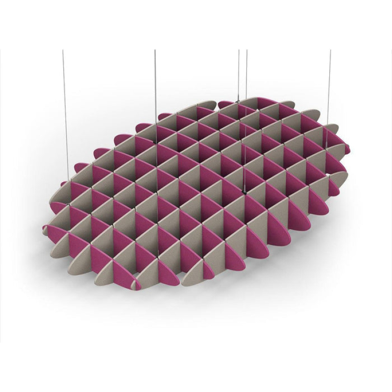 Acoustic Ceiling Sound Trap - 1200mm x 1800mm Oval - Royal Pink | Dark Beige