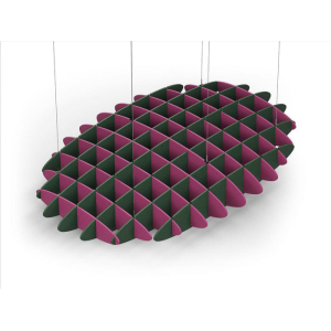 Acoustic Ceiling Sound Trap - 1200mm x 1800mm Oval - Royal Pink | Dark Green
