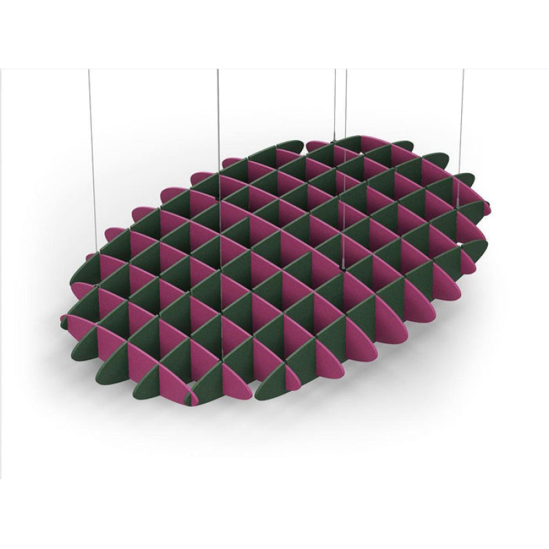 Acoustic Ceiling Sound Trap - 1200mm x 1800mm Oval - Royal Pink | Dark Green