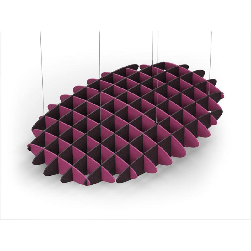 Acoustic Ceiling Sound Trap - 1200mm x 1800mm Oval - Royal Pink | Dark Maroon