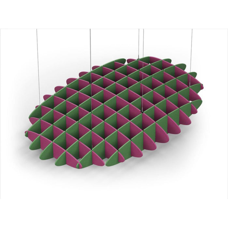 Acoustic Ceiling Sound Trap - 1200mm x 1800mm Oval - Royal Pink | Green