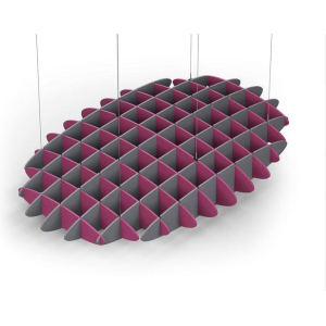 Acoustic Ceiling Sound Trap - 1200mm x 1800mm Oval - Royal Pink | Grey