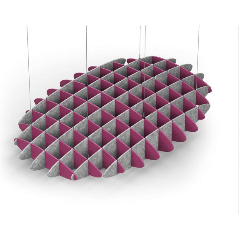 Acoustic Ceiling Sound Trap - 1200mm x 1800mm Oval - Royal Pink | Marble Grey