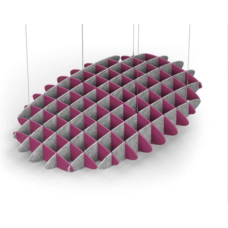 Acoustic Ceiling Sound Trap - 1200mm x 1800mm Oval - Royal Pink | Marble Grey