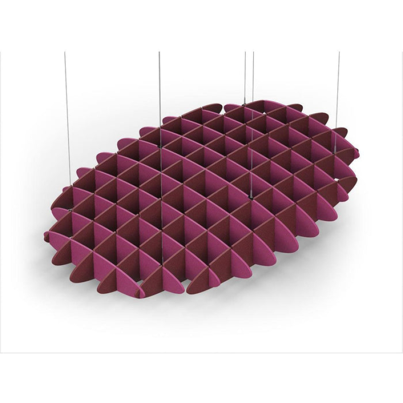 Acoustic Ceiling Sound Trap - 1200mm x 1800mm Oval - Royal Pink | Maroon