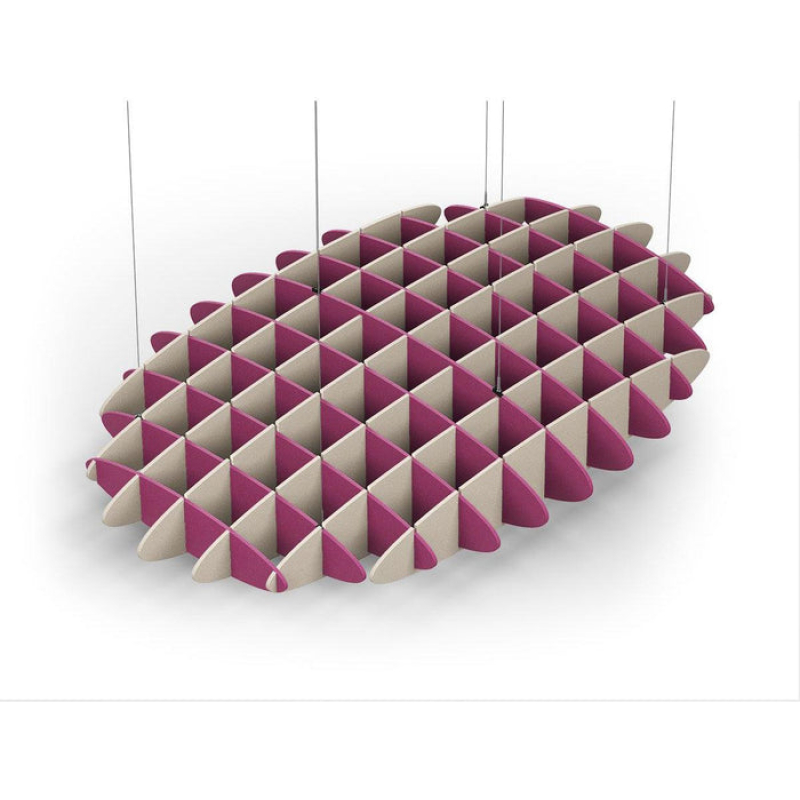 Acoustic Ceiling Sound Trap - 1200mm x 1800mm Oval - Royal Pink | Natural