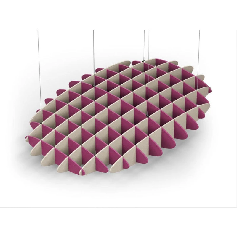 Acoustic Ceiling Sound Trap - 1200mm x 1800mm Oval - Royal Pink | Natural