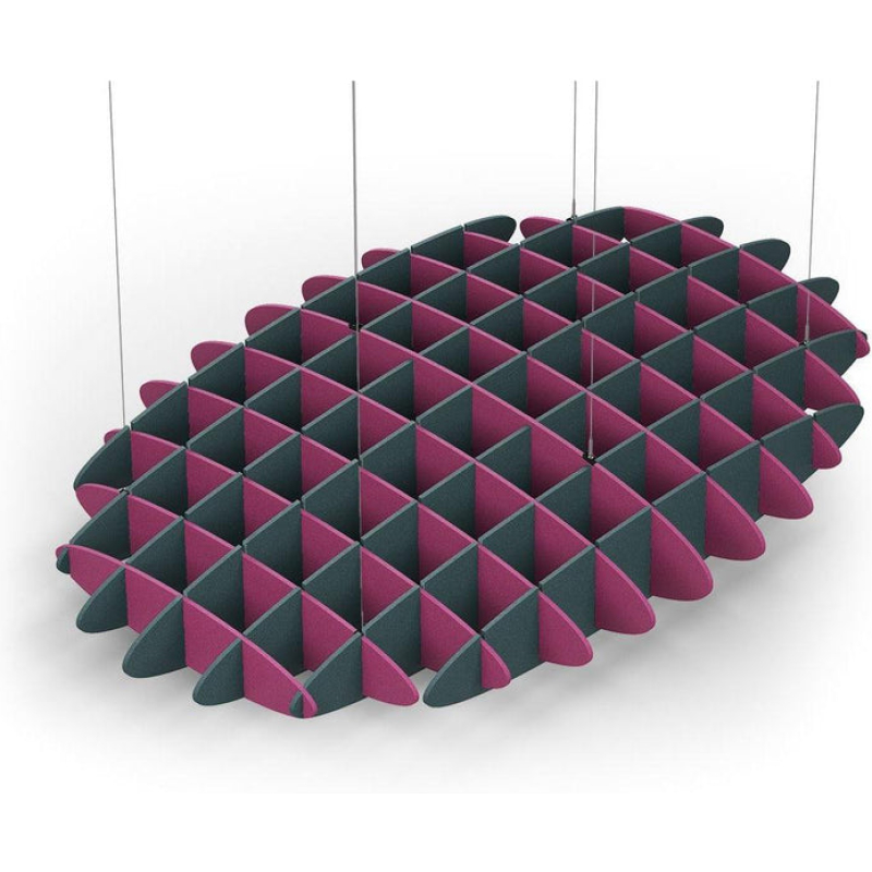 Acoustic Ceiling Sound Trap - 1200mm x 1800mm Oval - Royal Pink | Peacock Green