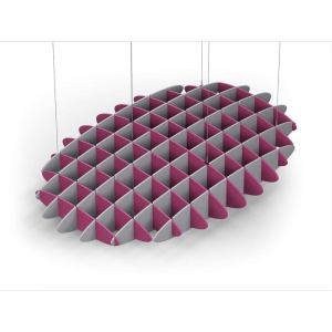Acoustic Ceiling Sound Trap - 1200mm x 1800mm Oval - Royal Pink | Slate Grey