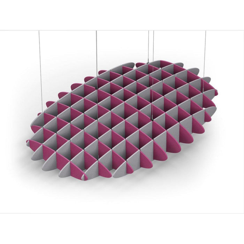 Acoustic Ceiling Sound Trap - 1200mm x 1800mm Oval - Royal Pink | Slate Grey