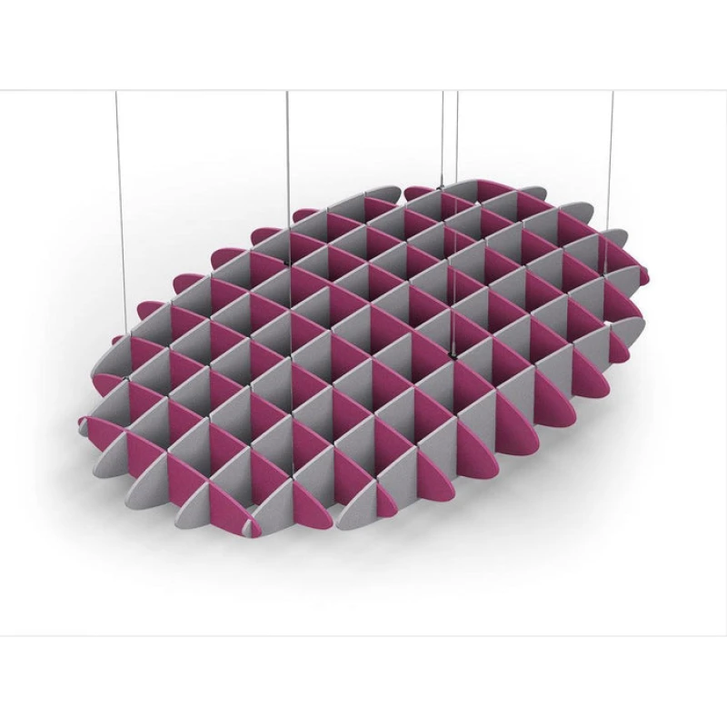 Acoustic Ceiling Sound Trap - 1200mm x 1800mm Oval - Royal Pink | Slate Grey