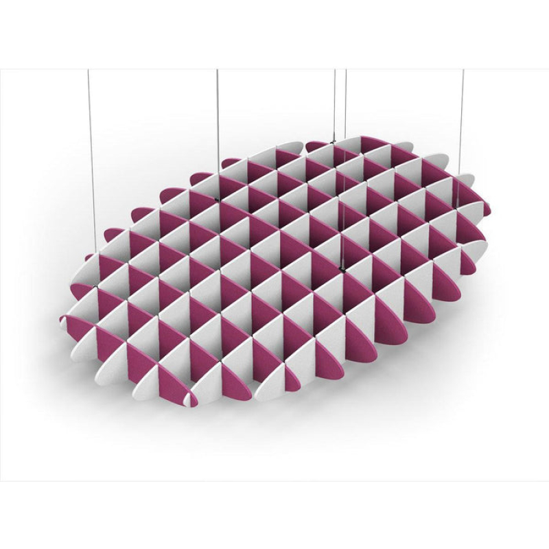 Acoustic Ceiling Sound Trap - 1200mm x 1800mm Oval - Royal Pink | White