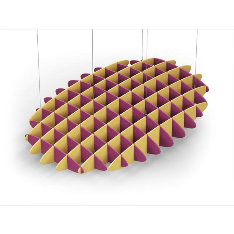 Acoustic Ceiling Sound Trap - 1200mm x 1800mm Oval - Royal Pink | Yellow